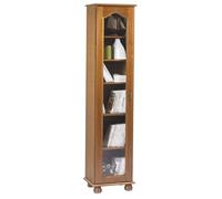 ACTUAL DIFFUSION Bibliothèque Chêne Rustique1 Porte Vitrée Gauche 6 Niches 44,2 x182,2 x 33 cm