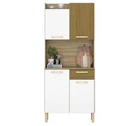 ACTUAL DIFFUSION Buffet de Cuisine 4 Portes 1 Tiroir Chêne et Blanc L 73.6 H 175.7 P 36.3 cm