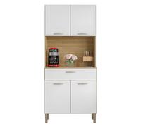 ACTUAL DIFFUSION Buffet de Cuisine 4 Portes 1 Tiroir Chêne et Blanc L 74.5 H 170.5 P 36.3 cm
