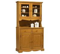 ACTUAL DIFFUSION Buffet Vaisselier Pin Miel 4 Portes Style Anglais 6 Niches L 101 H 186 P 42 cm