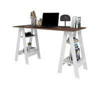 ACTUAL DIFFUSION Bureau 2 Tréteaux 4 Niches Blanc et Châtaignier L 135 H 75 P 60 cm