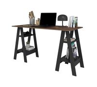 ACTUAL DIFFUSION Bureau 2 Tréteaux 4 Niches Noir et Châtaignier L 135 H 75 P 60 cm