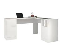 ACTUAL DIFFUSION Bureau d'angle Blanc 2 Caissons 2 Portes 1 Tiroir 1 Niche L 160 H 78.5 P 134.5 cm