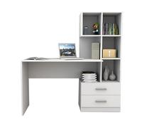 ACTUAL DIFFUSION Bureau et Bibliothèque Intégrée 2 Tiroirs 6 Niches Blancs L 108.3 H 130 P 40 cm