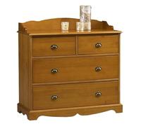 ACTUAL DIFFUSION Commode 4 Tiroirs Pin Miel Style Anglais avec Crédence L 96 H 91.6 P 42 cm