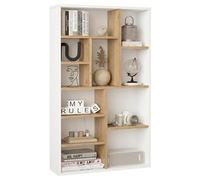 ACTUAL DIFFUSION Etagère 11 Niches Séparateur de Pièce Design Chêne et Blanc L 90 H 123.6 P 22 cm