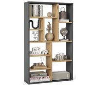 ACTUAL DIFFUSION Etagère 11 Niches Séparateur de Pièce Design Chêne et Gris L 90 H 123.6 P 22 cm