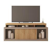 ACTUAL DIFFUSION Meuble TV 70 Pouces Chêne et Gris 2 Portes Coulissantes L. 180 H 74 P 39.5 cm