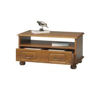 ACTUAL DIFFUSION Table Basse Chêne Rustique Rectangle 2 Tiroirs 1 Niche L 82.4 H 42 P 46.5 cm