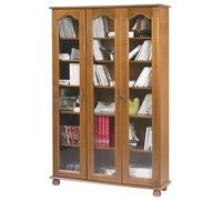 ACTUAL DIFFUSION Vitrine Bibliothèque Chêne 3 Portes Vitrées 12 Niches L 120.6 H 182.2 P 33 cm