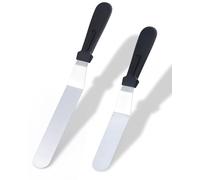 Acual 2 PCS Spatule Pâtisserie, Spatule Coudée Pâtisserie Lissage, Spatule à Glaçage Acier Inoxydable Antidérapante, 15 cm et 20 cm (Longueur sans Poignée), pour Glaçage, Crêpes, Gâteaux, Cupcakes
