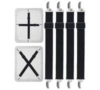 Acual 4 PCS Tendeur Drap Housse, 60-250 cm Attache Drap Housse Élastique | Réglable, sans Plis Protéger le Tissu, Maintenir en Place pour Lit, Matelas, Canapé, Planche à Repasser (Noir)