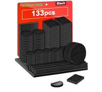 Acual Patins pour Chaises, Tampon Chaise, Patin Meuble Antiderapant, 3 mm Patin Feutrine Autocollante, Anti-Rayures et Réduit Le Bruit, pour Sols en Bois Dur et Carrelage (133, Noir)