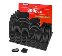 Acual Patins pour Chaises, Tampon Chaise, Patin Meuble Antiderapant, 3 mm Patin Feutrine Autocollante, Anti-Rayures et Réduit Le Bruit, pour Sols en Bois Dur et Carrelage (300, Noir)