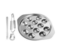 Acunny Assiette d'escargot, plat de cuisson d'escargot - Poêle à escargots en acier inoxydable,Assiettes à escargots, plats d'apéritif, escargots au four avec poignée, plats avec 12 trous, pour