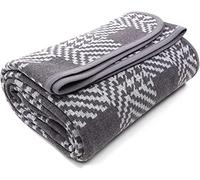 ACUSHLA Couverture Chaude en Laine mérinos - Gris Houndstooth (160 x 220 cm) - Couverture de canapé - Grand jeté de canapé - Idéal pour Le Camping en Plein air, Toutes Les Saisons