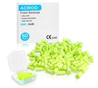 ACWOO Bouchon d'Oreille, 60 Paires Boule Quies Anti Bruit SNR 34 dB, Bouchons d'reille en Mousse Souple, Boule Quies Reutilisable Protection Auditive pour Etudier les de Voyage Fitness (Jaune Fluo)