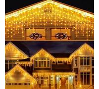 Acxilexy Guirlande Lumineuse Exterieure Intérieur 8 M 288 LEDs Rideau Lumineux Exterieur étanche avec 8 Modes,Rideau Guirlande Lumineuse avec Prise pour Balcon, Jardin, Fenêtre, Blanc Chaude