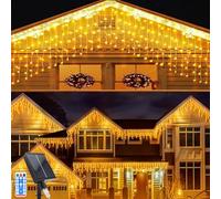 Acxilexy Rideau Lumineux Noel Exterieur, 3 * 0.8 M 128 LEDs Rideau Guirlande Lumineuse avec 8 Modes, Télécommande, IP65 Étanche Rideau Lumineux Icicle, Cascade Lumineuse pour Fête, Balcon, Jardin
