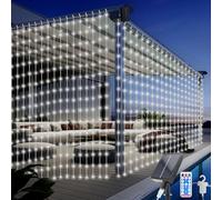 Acxilexy Solaire Rideau Lumineux, 3M*3M 300 LEDs Solaire Guirlande Lumineuse Rideau avec 8 Modes, Télécommande, Étanche Rideau Lumineux pour Jardin, Noël, Mariage, Fête Décorations