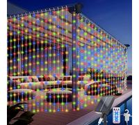 Acxilexy Solaire Rideau Lumineux, 3M*3M 300 LEDs Solaire Guirlande Lumineuse Rideau avec 8 Modes, Télécommande, Étanche Rideau Lumineux pour Jardin, Noël, Mariage, Fête Décorations