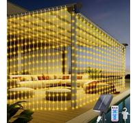 Acxilexy Solaire Rideau Lumineux 3M*3M 300 LEDs Solaire Guirlande Lumineuse Rideau avec 8 Modes, Télécommande, Étanche pour Jardin, Noël, Mariage, Fête Décorations