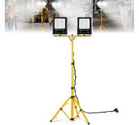 ACXIN 2 pièces Projecteur à LED avec trépied jaune, projecteur extérieur, lampe de chantier à LED, projecteur, IP66 étanche, 100W, blanc froid