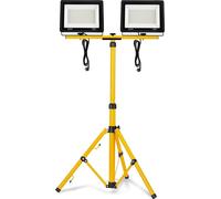 ACXIN 2 pièces Projecteur extérieur à LED avec trépied jaune, Projecteur de chantier à LED, Projecteur, Projecteur super lumineux, IP66 étanche, 200W, Blanc chaud