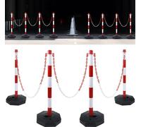 ACXIN Poteau de délimitation avec chaîne, 82 x 28 x 28 cm Poteau à chaîne en plastique, garage, rouge-blanc (pack de 4)