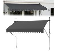 ACXIN Store à serrage pour balcon - Résistant aux UV - Réglable en hauteur - Avec manivelle - Réglable en hauteur - Sans perçage - Polyester - 400 x 120 cm - Gris foncé