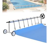 ACXIN Système d'enroulement de piscine mobile pour film solaire - Enrouleur de bâche - 3 m à 5,70 m - En acier inoxydable de qualité supérieure - Système d'enroulement réglable avec fixation et