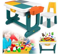 ACXIN Table pour enfants avec chaises Ensemble de sièges pour enfants Table de jeu polyvalente avec espace de rangement Plateau de table double face (Sans blocs)