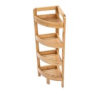 AD.CON Étagère de salle de bain en bambou - Étagère murale avec 4 niveaux - Étagère d’angle - Étagère de salle de bain en bois - Étagère de salle de bain - Hauteur : 80 cm