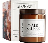 AD.MONT - Bougie parfumée Artisanale Patchouli et Bois de Santal - Bougie Décorative en cire de Soja, Pot en Verre et Mèche en Bois - 40h de Combustion - Versée à Main en Italie