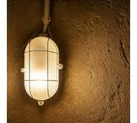 ADAKAT Lampe de cave Bulkhead E27 IP54, couvercle en verre, grille métallique
