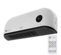 ADALER EUROPE Ventilateur mural 2 en 1, ventilateur électrique et machine de chauffage, affichage LED clair, télécommande, élément chauffant en céramique, deux niveaux de chauffage 1000 W/2000 W