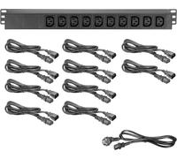 Adam Hall 19" Parts 87471 IEC - Multiprise 19" 10 prises, prises femelles avec terre CEI C13 - Multiprises rackables