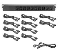 Adam Hall Cables 87471 IEC - Multiprise 19" 1 U à 10 prises, prises IEC C13 pour appareils froids