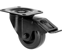 Adam Hall Hardware 372091 BLK - Roulette pivotante 80 mm avec frein, noire - Roulettes