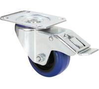 Adam Hall Hardware 372091 - Roulette Pivotante avec Frein Bandage bleu 80 mm - Roulettes