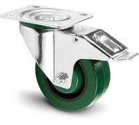 Adam Hall Hardware 372291 - Roulette pivotante 100 mm Heavy Duty avec roue verte et frein - Roulettes
