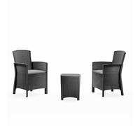 Adana ensemble de jardin 2 fauteuils gris anthracite avec table basse