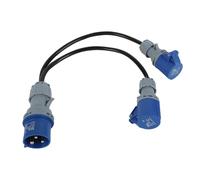 Adaptateur 16 A vers 2 x 16 A, répartiteur d'alimentation 2 voies robuste pour caravane, adaptateur convertisseur de caravane électrique, câble de branchement électrique IP44