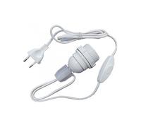Tibelec Kit lampe bouteille E27 blanc, câble 1,5 m, douille demi-filetée, fiche 2 pôles