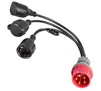 Adaptateur CEE 16A 400V vers 230V 3 Prises Schuko, Répartiteur CEE 5 Broches avec Câble 50 cm H05VV-F IP44, Convertisseur Prise CEE vers 3 Sorties 230V pour Chantier Camping Atelier Caravan