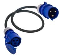 Adaptateur CEE 16A vers 32A, câble de 1 mètre, indice de protection IP44, couleur bleue