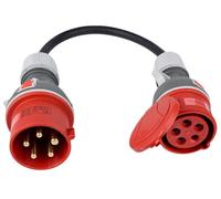 Adaptateur CEE 32A vers 16A 400V - Prises Professionnelles avec Poignée Soft-Grip, Câble en Caoutchouc Flexible 0,5m (5x2,5mm²), IP44 Triphasé - Qualité Supérieure Fabriqué en UE