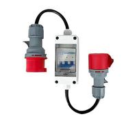 Adaptateur CEE 32A Vers 16A avec Disjoncteur, Adaptateur Alimentation Courant Elevé Etanche 5 Pôles, Prise Fiche Couplage Courant Fort Caoutchouc IP44 pour Caravane, Camping Car, Famille, Industrie, B
