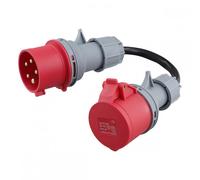 Adaptateur CEE 5 broches rouge 32 A mâle vers 16 A femelle
