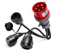 Adaptateur Cee Camping 16a Vers 3x 230v Schuko - 400v étanche Ip44 - Rallonge Extérieure Multiprise Pour Caravane, Camping-Car, Chantier, Bateau Et Borne De Camping (Câble Caoutchouc Robuste)